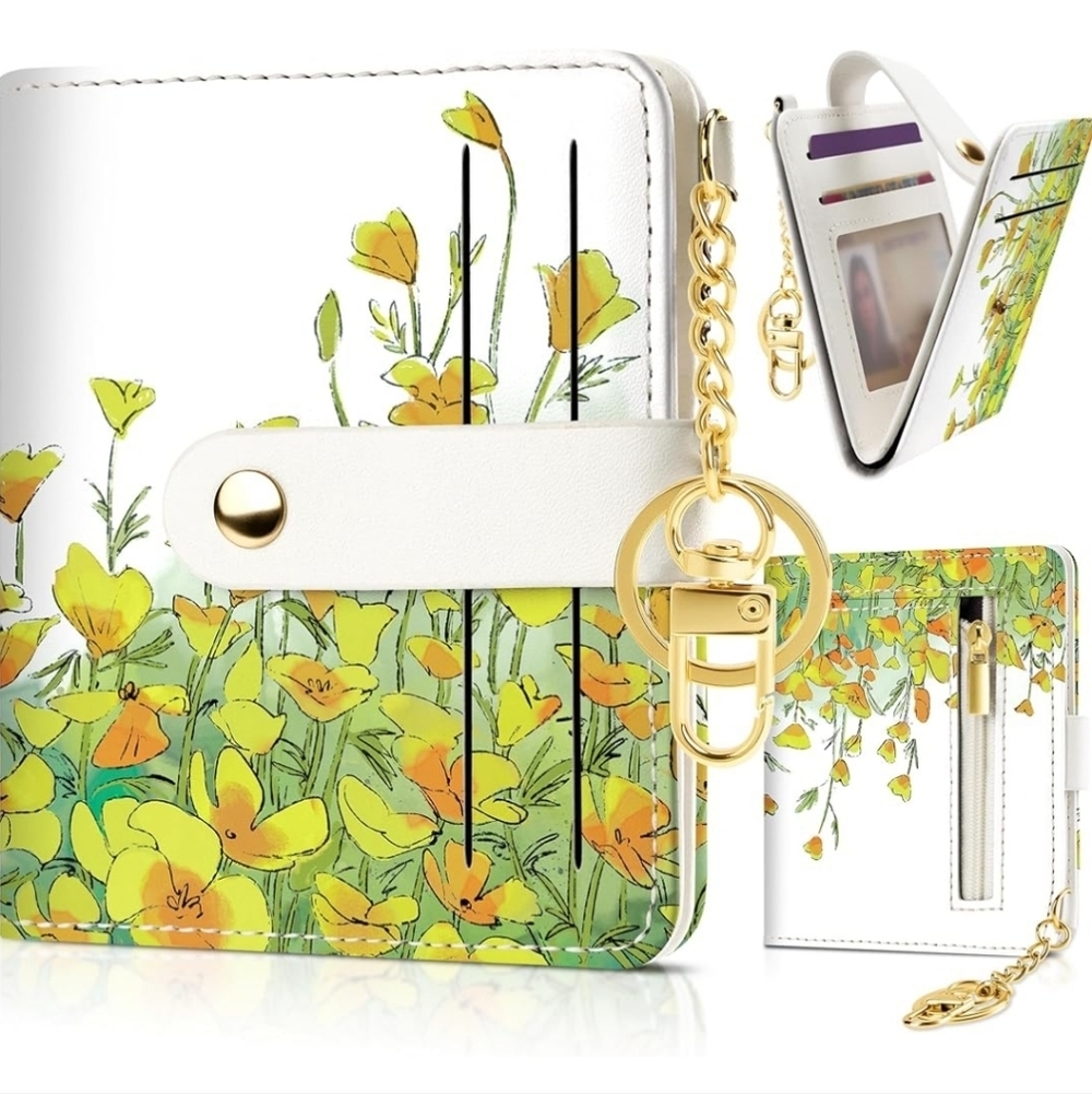 Floral White and Yellow Wallet